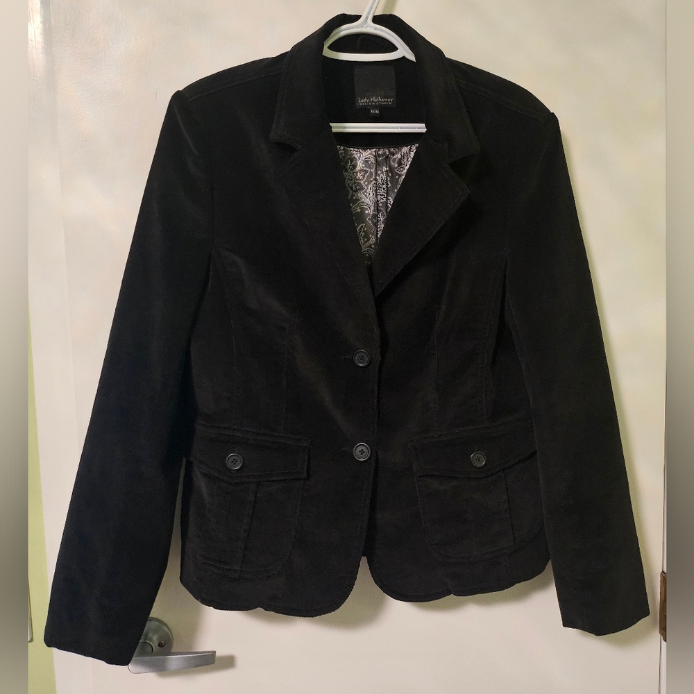 Black Y2K Lady Hathaway Corduroy Blazer